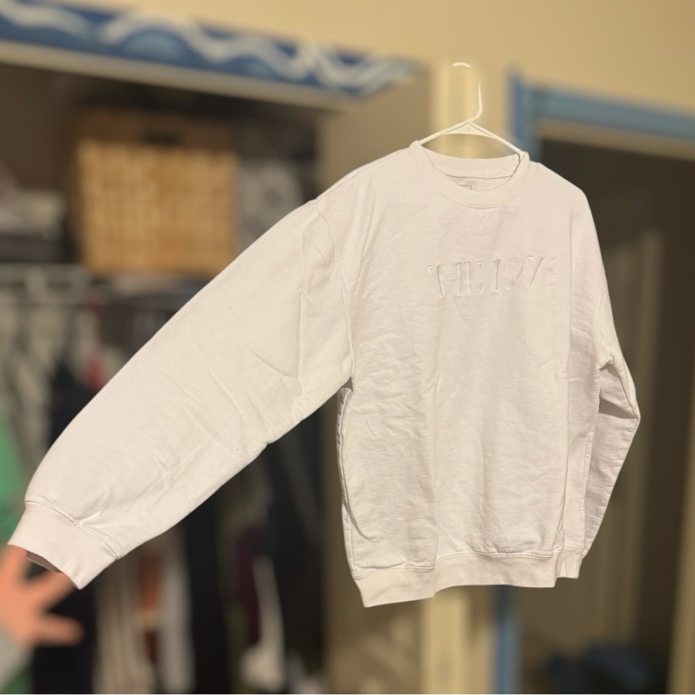 The 1975 Embroidered White Sweater